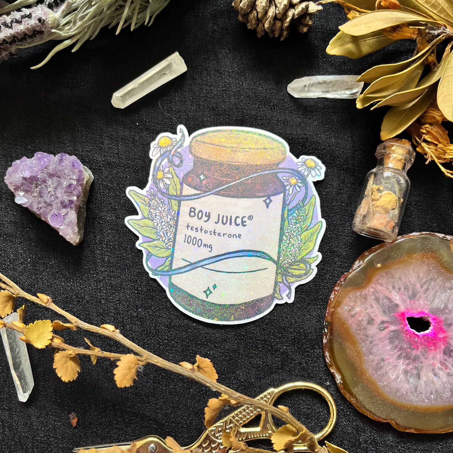 Boy Juice Testosterone Holographic Sticker