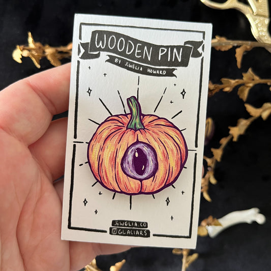 Eyeball Pumpkin Wooden Pin