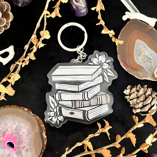 Book Pile Charm Keychain
