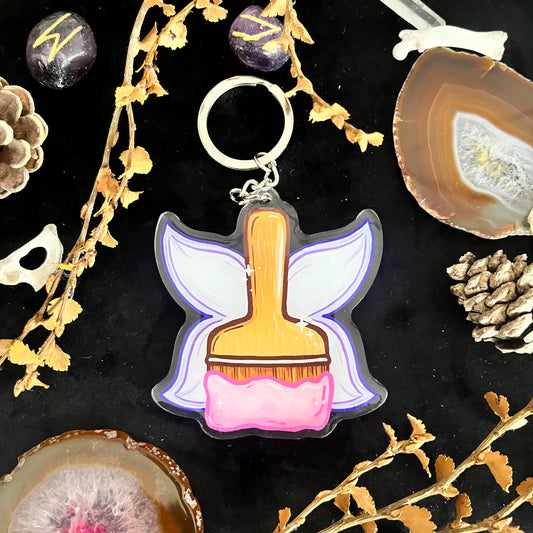 Neopets Faerie Paintbrush Charm Keychain