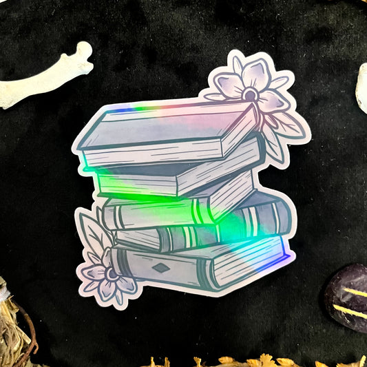 Book Pile Holographic Sticker