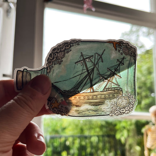 Ship in a Bottle Transparent Sticker