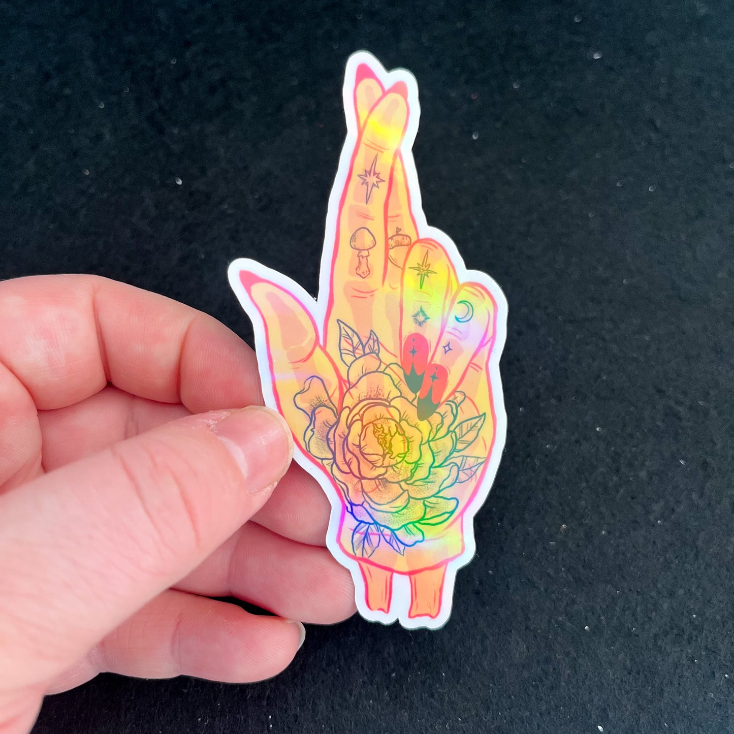 Fingers Crossed Holographic Sticker