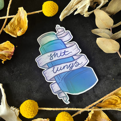 Shit Lungs Inhaler Holographic Sticker