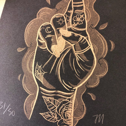 Witchy Hand Risograph Print