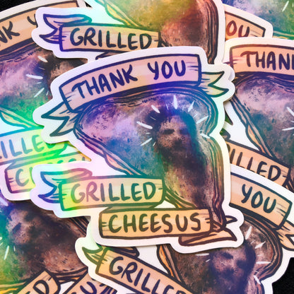 Thank You Grilled Cheesus Holographic Sticker