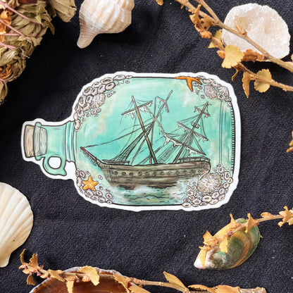 Ship in a Bottle Transparent Sticker
